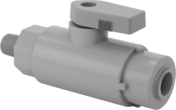 Kimyasallar için Açma/Kapama Vanası, PVC, Adaptör, 3/8" Push-to-Connect x 1/8 NPT Erkek