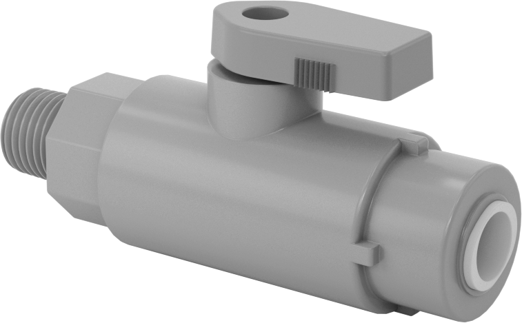Kimyasallar için Açma/Kapama Vanası, PVC, Adaptör, 3/8" Push-to-Connect x 1/4 NPT Erkek