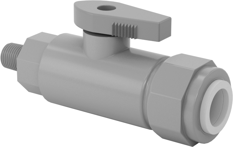 Kimyasallar için Açma/Kapama Vanası, PVC, Adaptör, 1/2" Push-to-Connect x 1/8 NPT Erkek