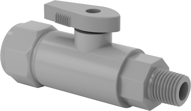 Kimyasallar için Açma/Kapama Vanası, PVC, Adaptör, 1/2" Push-to-Connect x 1/4 NPT Erkek