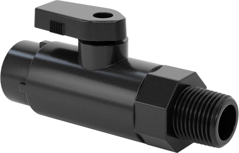 Kimyasallar için Açma/Kapama Vanası, Polipropilen, Adaptör, 1/4" Bas-Bağlan x 3/8 NPT Erkek