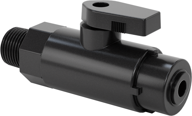 Kimyasallar için Açma/Kapama Vanası, Polipropilen, Adaptör, 1/4" Bas-Bağlan x 3/8 NPT Erkek