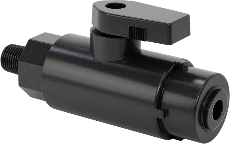Kimyasallar için Açma/Kapama Vanası, Naylon, Adaptör, 1/4" Tak-Çalıştır x 1/8 NPT Erkek