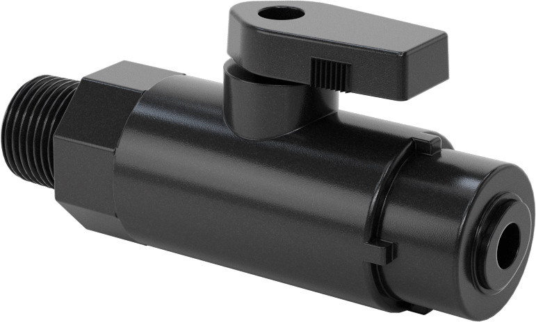 Kimyasallar için Açma/Kapama Vanası, Naylon, Adaptör, 1/4" Bas-Bağlan x 3/8 NPT Erkek