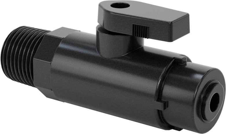 Kimyasallar için Açma/Kapama Vanası, Naylon, Adaptör, 1/4" Tak-Çıkar x 1/2 NPT Erkek