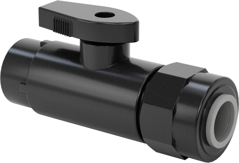Kimyasallar için Açma/Kapama Vanası, PVDF, Düz Adaptör, 1/4“ x 1/2” Bas-Bağlan