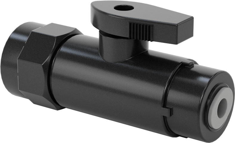 Kimyasallar için Açma/Kapama Vanası, PVDF, Düz Adaptör, 1/4“ x 1/2” Bas-Bağlan