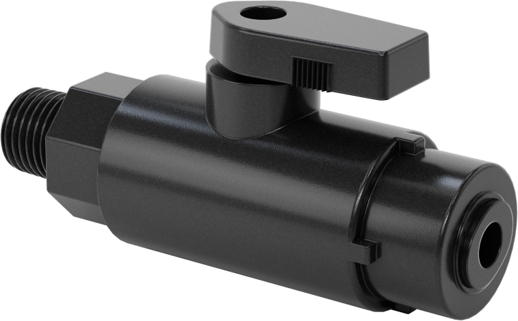 Kimyasallar için Açma/Kapama Vanası, PVDF, Adaptör, 1/4" Push-to-Connect x 1/4 NPT Erkek