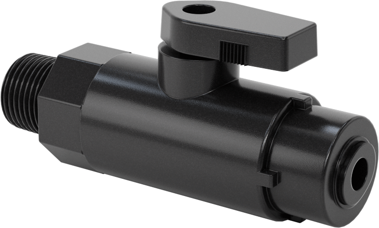 Kimyasallar için Açma/Kapama Vanası, PVDF, Adaptör, 1/4" Bas-Bağlan x 3/8 NPT Erkek