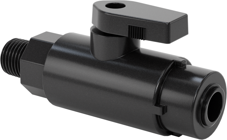 Kimyasallar için Açma/Kapama Vanası, PVDF, Adaptör, 3/8" Push-to-Connect x 1/4 NPT Erkek