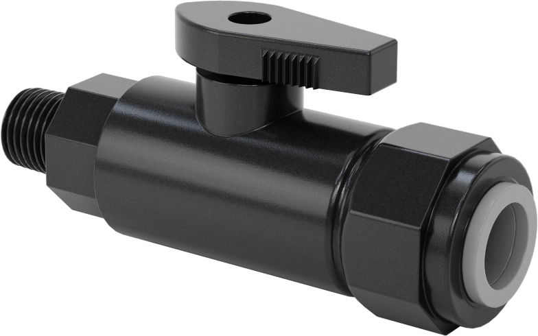 Kimyasallar için Açma/Kapama Vanası, PVDF, Adaptör, 1/2" Push-to-Connect x 1/4 NPT Erkek