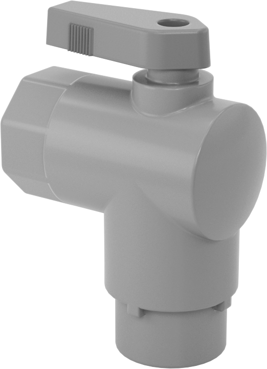 Kimyasallar için Açma/Kapama Vanası, PVC, 90 Derece Adaptör, 1/4" Bağlantı x 3/8 NPT Dişi