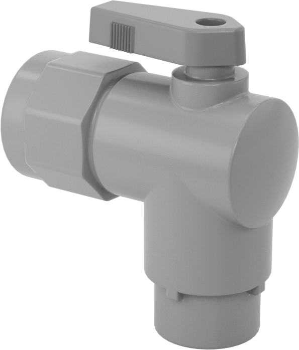 Kimyasallar için Açma/Kapama Vanası, PVC, 90 Derece Adaptör, 1/4" Bağlantı x 1/2 NPT Dişi