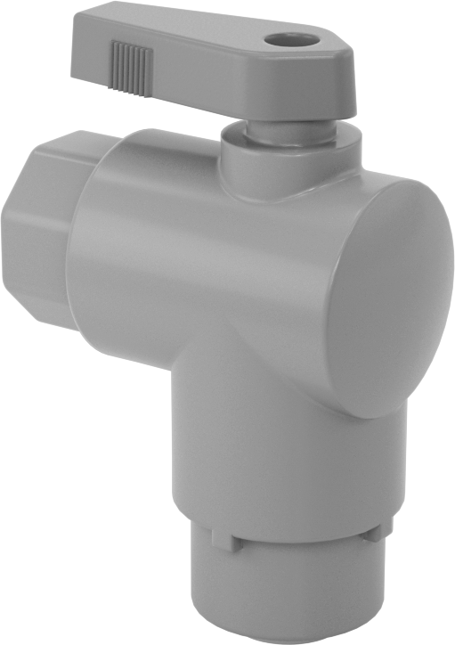 Kimyasallar için Açma/Kapama Vanası, PVC, 90 Derece Adaptör, 3/8" Bağlantı x 1/4 NPT Dişi