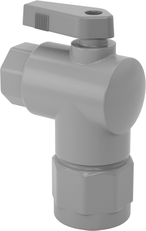 Kimyasallar için Açma/Kapama Vanası, PVC, 90 Derece Adaptör, 1/2" Bağlantı x 1/4 NPT Dişi