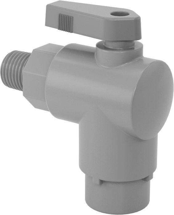 Kimyasallar için Açma/Kapama Vanası, PVC, 90 Derece Adaptör, 1/4" Bağlantı x 1/4 NPT Erkek