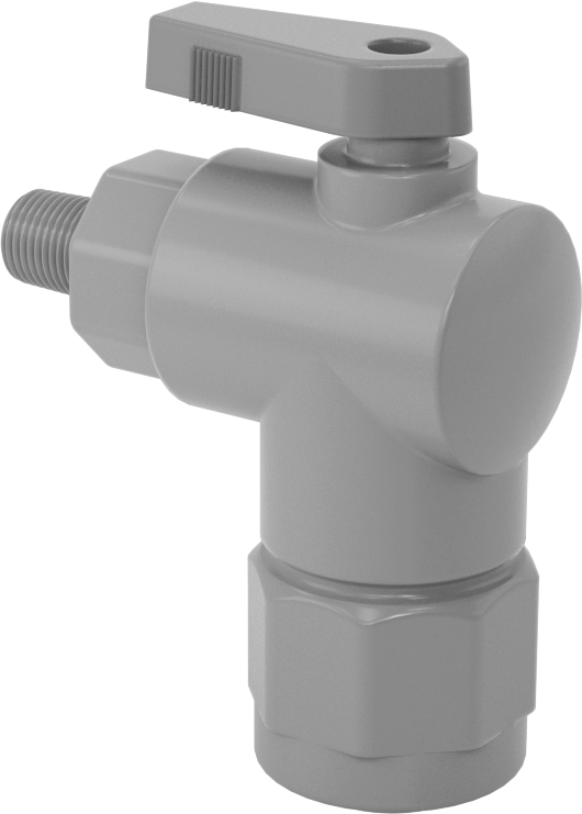 Kimyasallar için Açma/Kapama Vanası, PVC, 90 Derece Adaptör, 1/2" Bağlantı x 1/8 NPT Erkek