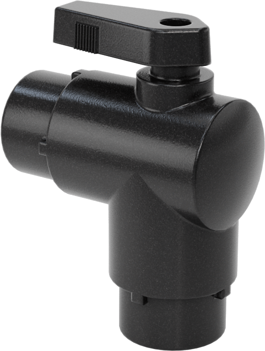 Kimyasallar için Açma/Kapama Vanası, Polipropilen, 90 Derece Konektör, 1/4“ x 1/4” Bas-Bağlan