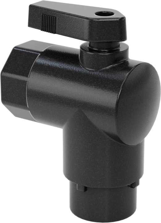 Kimyasallar için Açma/Kapama Vanası, Polipropilen, 90 Derece Adaptör, 1/4" Bağlantı x 3/8 NPT Dişi