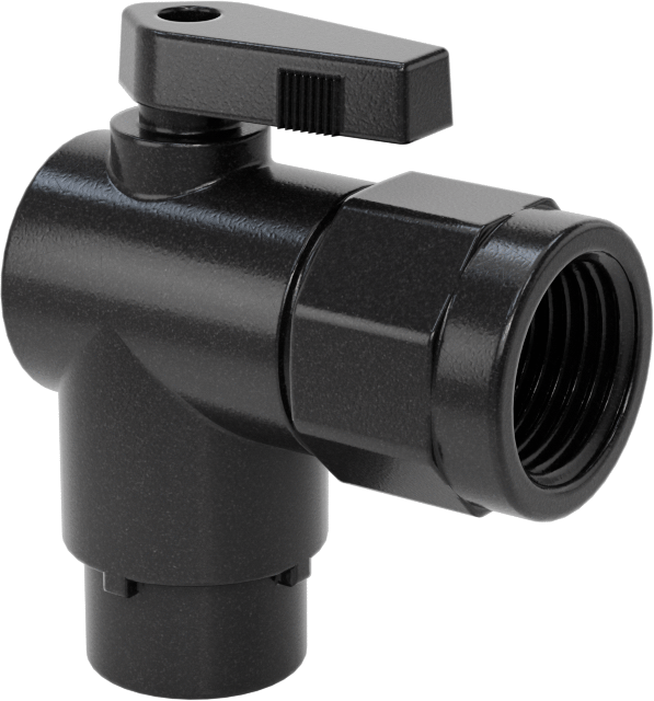 Kimyasallar için Açma/Kapama Vanası, Polipropilen, 90 Derece Adaptör, 1/4" Bağlantı x 1/2 NPT Dişi