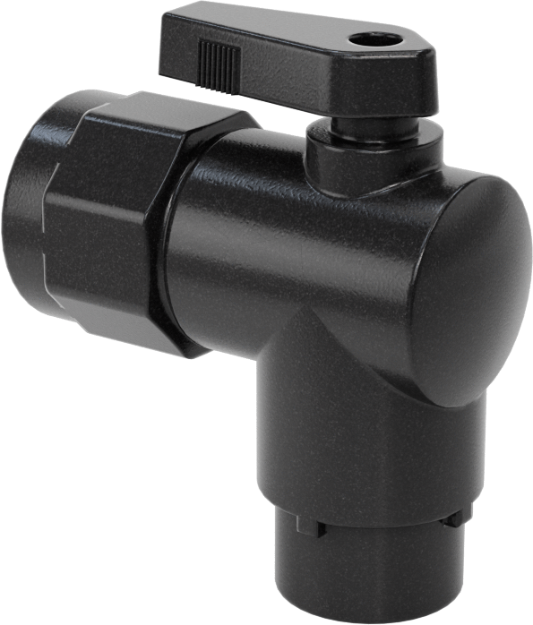 Kimyasallar için Açma/Kapama Vanası, Polipropilen, 90 Derece Adaptör, 1/4" Bağlantı x 1/2 NPT Dişi