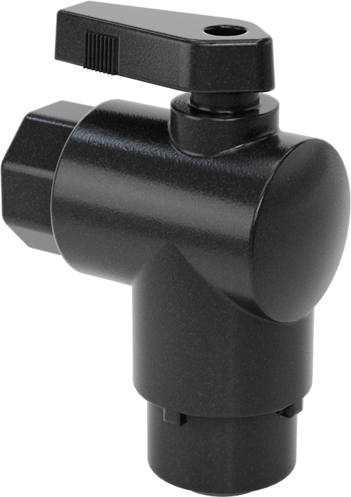 Kimyasallar için Açma/Kapama Vanası, Polipropilen, 90 Derece Adaptör, 3/8" Bağlantı x 1/4 NPT Dişi