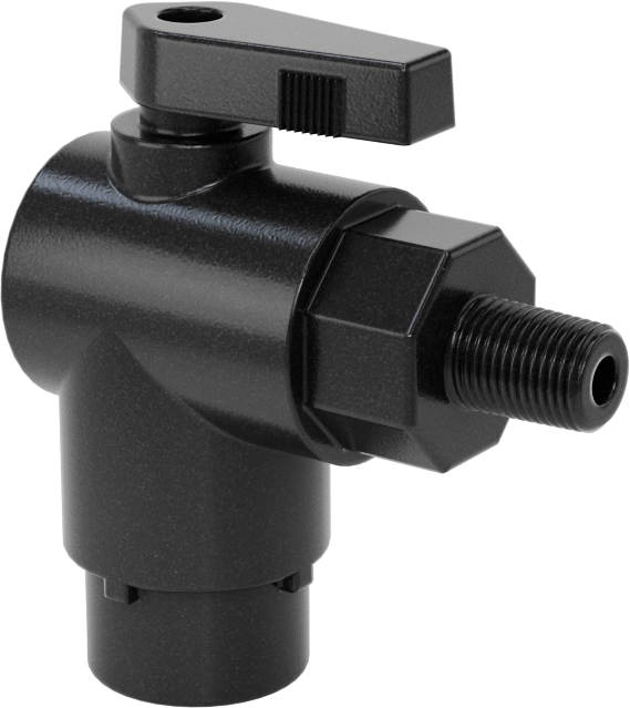 Kimyasallar için Açma/Kapama Vanası, Polipropilen, 90 Derece Adaptör, 1/4" Bağlantı x 1/8 NPT Erkek