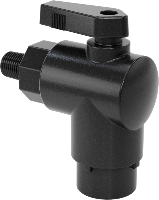 Kimyasallar için Açma/Kapama Vanası, Polipropilen, 90 Derece Adaptör, 1/4" Bağlantı x 1/8 NPT Erkek