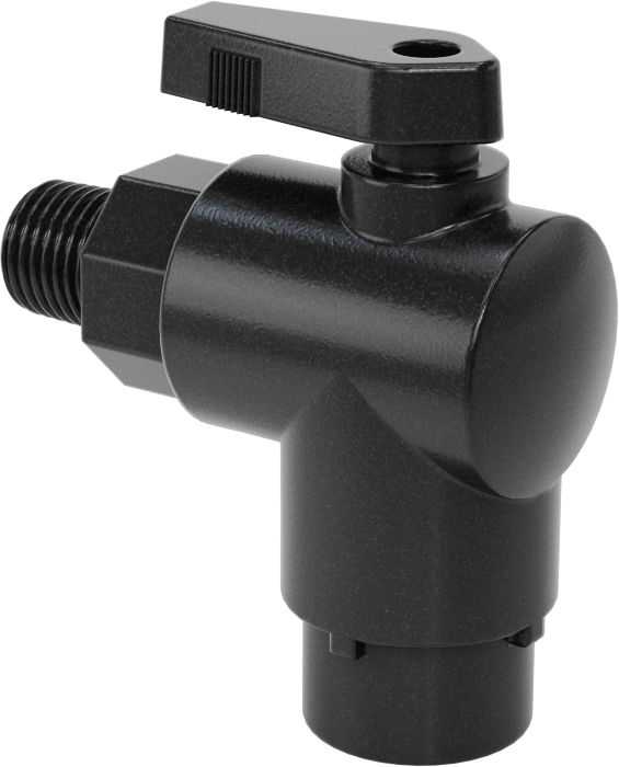 Kimyasallar için Açma/Kapama Vanası, Polipropilen, 90 Derece Adaptör, 1/4" Bağlantı x 1/4 NPT Erkek