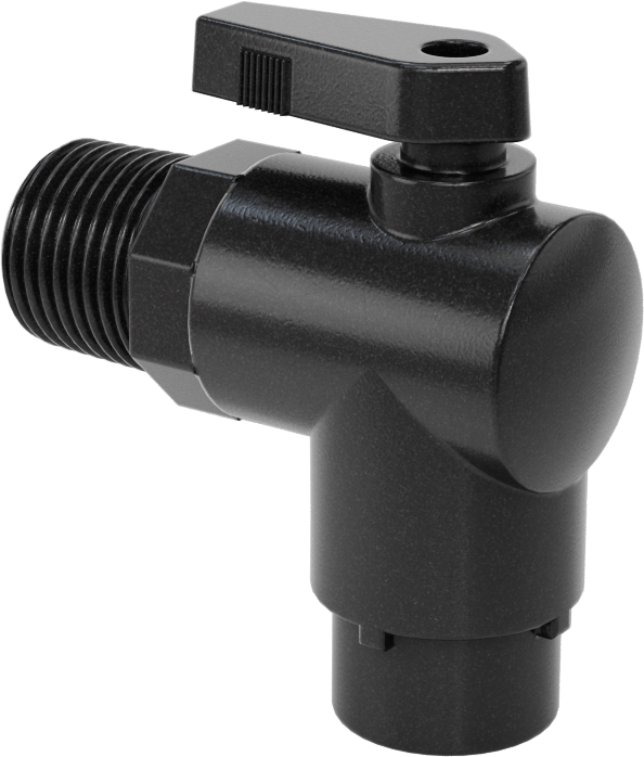 Kimyasallar için Açma/Kapama Vanası, Polipropilen, 90 Derece Adaptör, 1/4" Bağlantı x 1/2 NPT Erkek