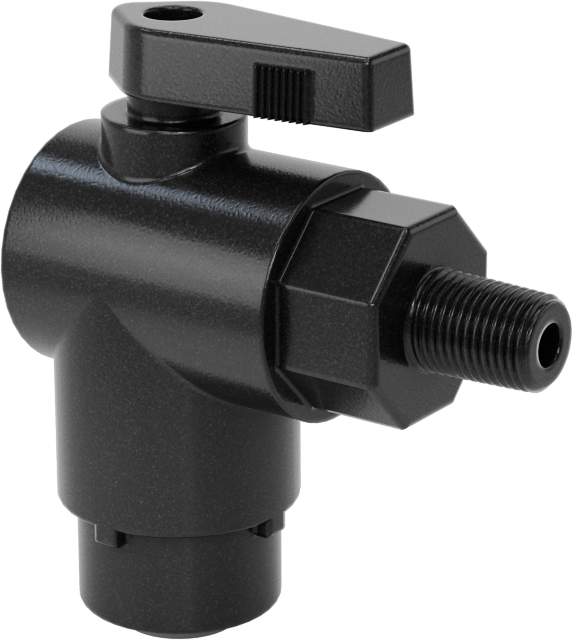 Kimyasallar için Açma/Kapama Vanası, Polipropilen, 90 Derece Adaptör, 3/8" Bağlantı x 1/8 NPT Erkek