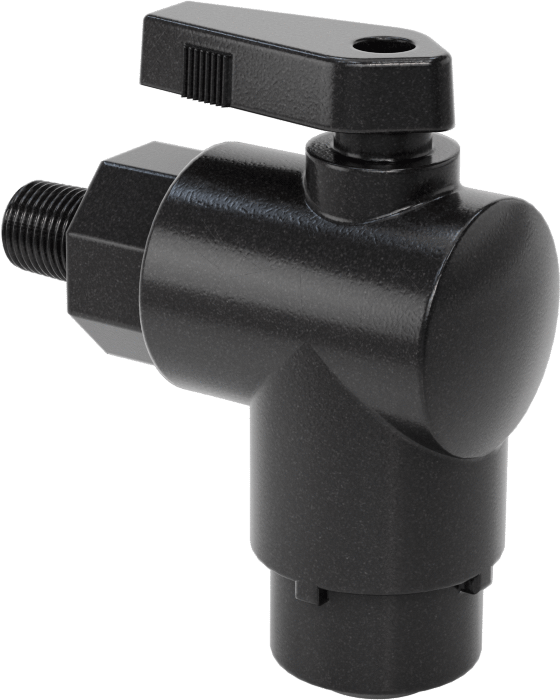 Kimyasallar için Açma/Kapama Vanası, Polipropilen, 90 Derece Adaptör, 3/8" Bağlantı x 1/8 NPT Erkek