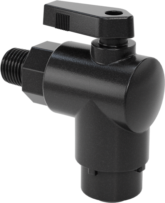 Kimyasallar için Açma/Kapama Vanası, Polipropilen, 90 Derece Adaptör, 3/8" Bağlantı x 1/4 NPT Erkek