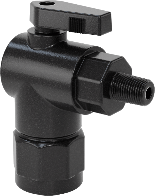 Kimyasallar için Açma/Kapama Vanası, Polipropilen, 90 Derece Adaptör, 1/2" Bağlantı x 1/8 NPT Erkek