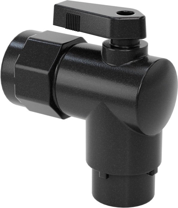 Kimyasallar için Açma/Kapama Vanası, Naylon, 90 Derece Adaptör, 1/4" Bağlantı x 1/2 NPT Dişi