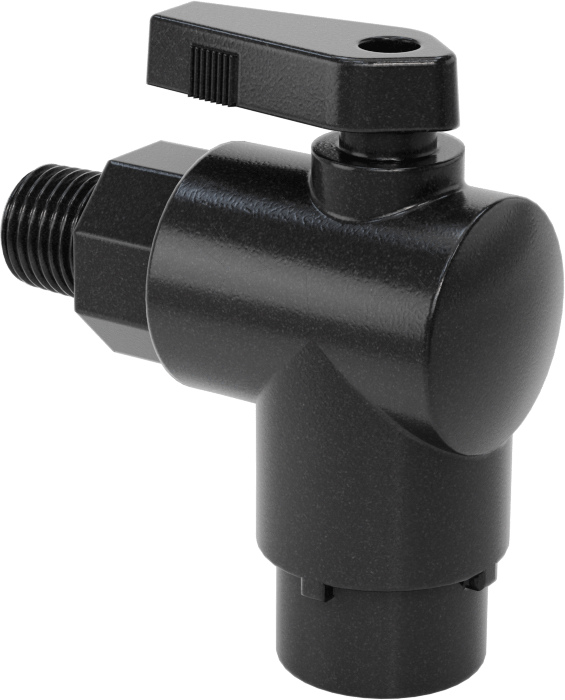 Kimyasallar için Açma/Kapama Vanası, Naylon, 90 Derece Adaptör, 1/4" Bağlantı x 1/4 NPT Erkek