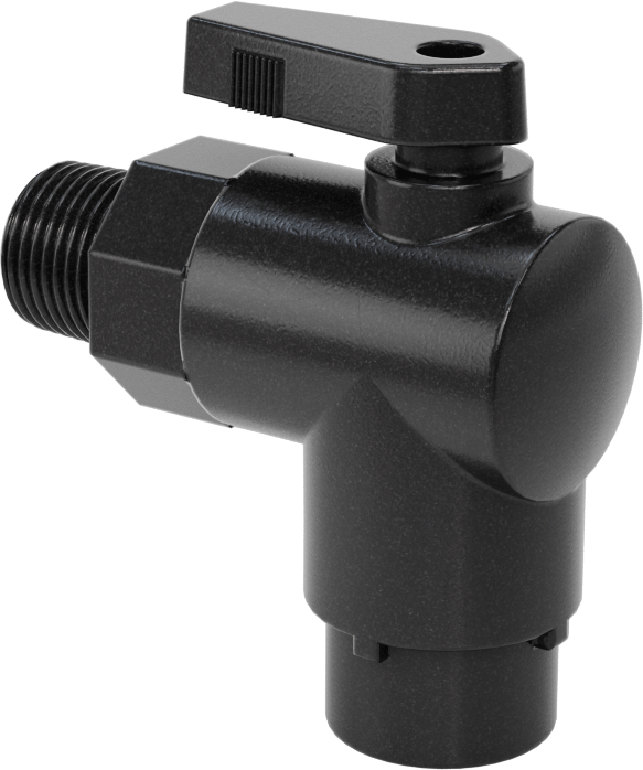 Kimyasallar için Açma/Kapama Vanası, Naylon, 90 Derece Adaptör, 1/4" Bağlantı x 3/8 NPT Erkek