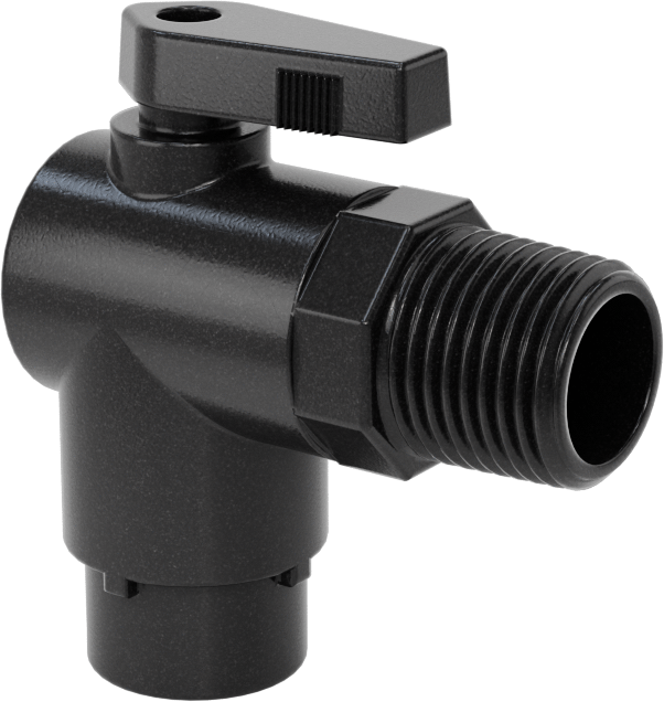 Kimyasallar için Açma/Kapama Vanası, Naylon, 90 Derece Adaptör, 1/4" Bağlantı x 1/2 NPT Erkek