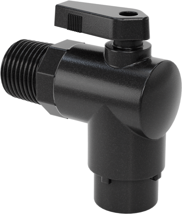 Kimyasallar için Açma/Kapama Vanası, Naylon, 90 Derece Adaptör, 1/4" Bağlantı x 1/2 NPT Erkek