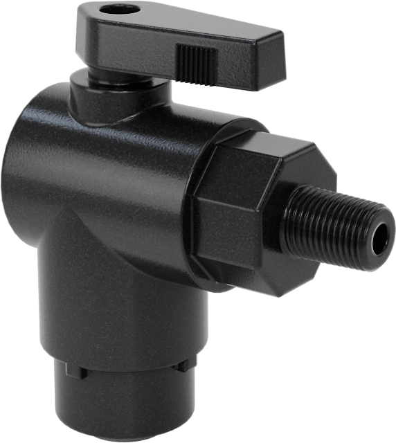 Kimyasallar için Açma/Kapama Vanası, Naylon, 90 Derece Adaptör, 3/8" Bağlantı x 1/8 NPT Erkek