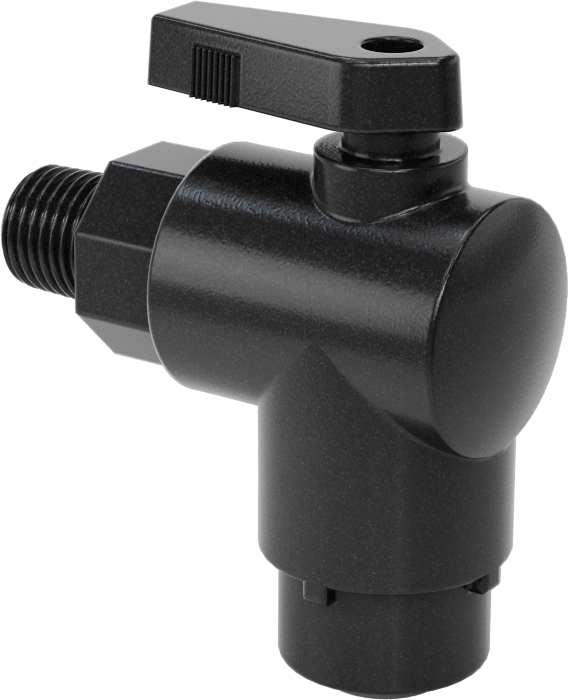 Kimyasallar için Açma/Kapama Vanası, Naylon, 90 Derece Adaptör, 3/8" Bağlantı x 1/4 NPT Erkek