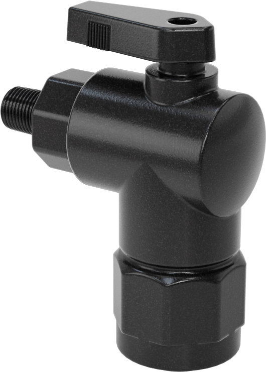Kimyasallar için Açma/Kapama Vanası, Naylon, 90 Derece Adaptör, 1/2" Bağlantı x 1/8 NPT Erkek