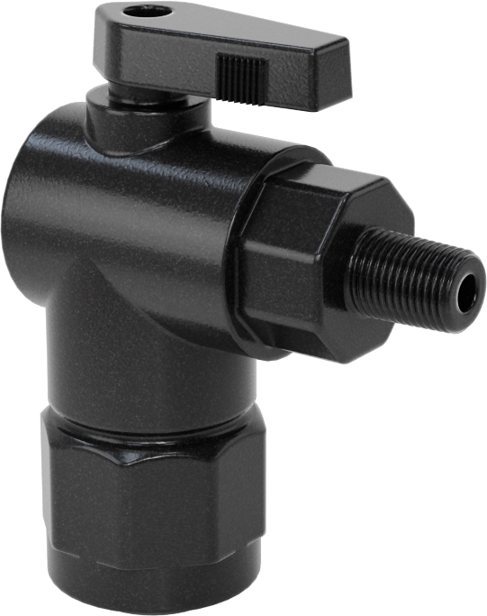 Kimyasallar için Açma/Kapama Vanası, Naylon, 90 Derece Adaptör, 1/2" Bağlantı x 1/8 NPT Erkek