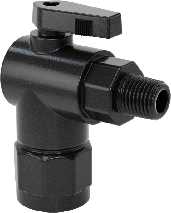 Kimyasallar için Açma/Kapama Vanası, Naylon, 90 Derece Adaptör, 1/2" Bağlantı x 1/4 NPT Erkek