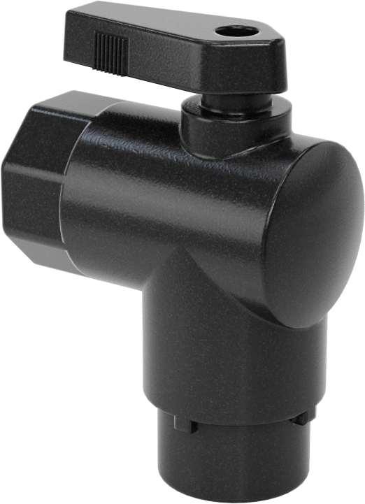 Kimyasallar için Açma/Kapama Vanası, PVDF, 90 Derece Adaptör, 1/4" Bağlantı x 3/8 NPT Dişi