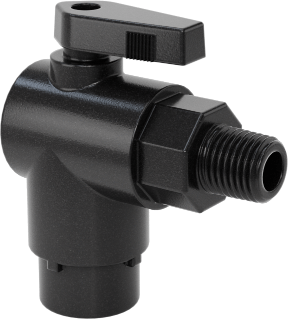 Kimyasallar için Açma/Kapama Vanası, PVDF, 90 Derece Adaptör, 1/4" Bağlantı x 1/4 NPT Erkek