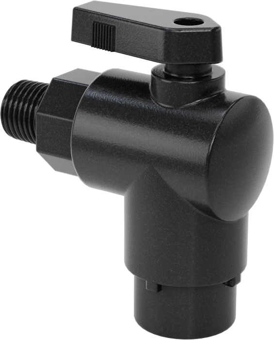 Kimyasallar için Açma/Kapama Vanası, PVDF, 90 Derece Adaptör, 1/4" Bağlantı x 1/4 NPT Erkek