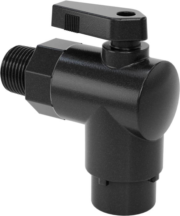 Kimyasallar için Açma/Kapama Vanası, PVDF, 90 Derece Adaptör, 1/4" Bağlantı x 3/8 NPT Erkek