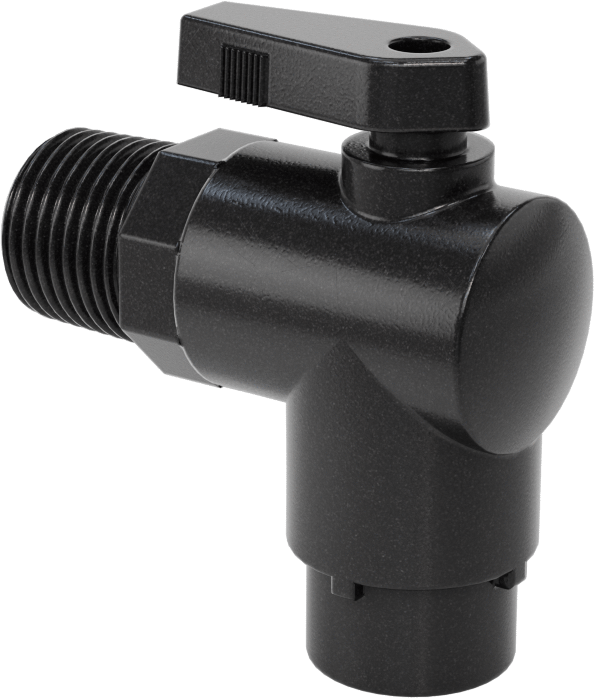 Kimyasallar için Açma/Kapama Vanası, PVDF, 90 Derece Adaptör, 1/4" Bağlantı x 1/2 NPT Erkek