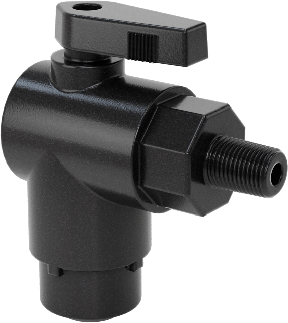 Kimyasallar için Açma/Kapama Vanası, PVDF, 90 Derece Adaptör, 3/8" Bağlantı x 1/8 NPT Erkek